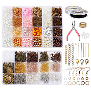 DIY Earring Making Kits, Including Gemstone Chip Beads, Glass Seed Beads, Shell Beads, Iron Earring Hook & Jump Ring & Pin & End Chain, Alloy Clasps, Brass Rings, Plastic Ear Nuts, Pliers, Thread, Gemstone Beads: about 75g/set(DIY-YW0004-53)