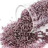 TOHO Round Seed Beads, Japanese Seed Beads, (26B) Silver Lined Medium Amethyst, 15/0, 1.5mm, Hole: 0.7mm, about 135000pcs/pound(SEED-TR15-0026B)