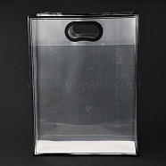 Rectangle Transparent Plastic Bags, with Handles, for Shopping, Crafts, Gifts, Black, 40x30cm, 10pcs/bag(ABAG-M002-04F)