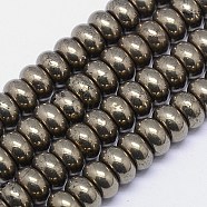 Natural Pyrite Beads Strands, Rondelle , 10x6mm, Hole: 1mm, about 67pcs/strand, 15.74 inch(G-L032-10X6mm-01)