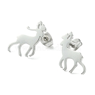 Cute Little Animal Theme 304 Stainless Steel Stud Earrings, Deer, 14x10mm(EJEW-B041-03F-P)