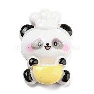 Cute Animal Opaque Resin Cabochons, Cartoon Panda Cabochons, Yellow, 27x19x8mm(RESI-C040-01F)