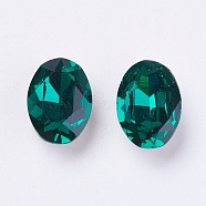 Imitation Austrian Crystal Glass Rhinestone, Grade A, Pointed Back & Back Plated, Oval, Emerald, 6x4x3mm(RGLA-K008-4x6-205)