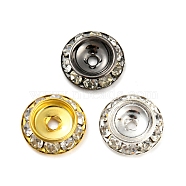 Brass Crystal Rhinestone Beads, Flat Round, Mixed Color, 13x3~3.5mm, Hole: 1.6~2mm(RB-F035-06C)
