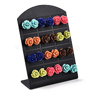 Synthetical Coral Flower Ear Studs, Mixed Color, 10x10mm, Pin: 0.8mm, 12pairs/card(EJEW-R102-01)