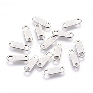 304 Stainless Steel Chain Tabs, Chain Extender Connectors, Oval, Stainless Steel Color, 11x3.5x0.4mm, Hole: 1.4mm and 2mm(STAS-E454-26P)
