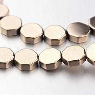 Electroplate Non-magnetic Synthetic Hematite Bead Strands, Octagon, Antique Bronze Plated, 6x6x2mm, Hole: 1mm, about 67pcs/strand, 15.7 inch(G-F300-59-06)