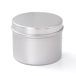 (Defective Closeout Sale: Scratched) Round Aluminium Tin Cans, Aluminium Jar, Storage Containers for Cosmetic, Candles, Candies, with Slip-on Lid, Platinum, 6.3x4.7cm, Capacity: 60ml(2.03fl. oz)(CON-XCP0001-80P)