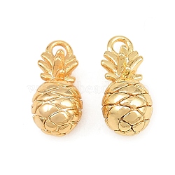 Brass Charms, Pinapple Charms, Real 18K Gold Plated, 12.5x6x6mm, Hole: 1.4mm(KK-CBA866A-01G)