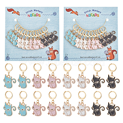 Alloy Enamel Fox Pendant Locking Stitch Markers, 304 Stainless Steel Clasps Stitch Marker, Mixed Color, 3.5cm, 4 colors, 3pcs/color, 12pcs/set(HJEW-AB00052)