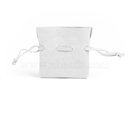 Rectangle Microfiber Leather Jewelry Drawstring Gift Bags for Earrings, Bracelets, Necklaces Packaging, WhiteSmoke, 7x7cm(PAAG-PW0012-13B)