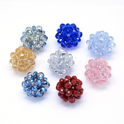 Glass Bead, Faceted, Round, Mixed Color, 27~30mm, Hole: 4~5mm(GLAA-G057-01)