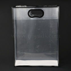 Rectangle Transparent Plastic Bags, with Handles, for Shopping, Crafts, Gifts, Black, 40x30cm, 10pcs/bag(ABAG-M002-04F)