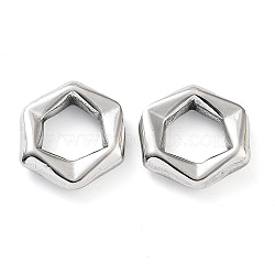 201 Stainless Steel Beads, Hexagon, Stainless Steel Color, 17x19.5x4.5mm, Hole: 10.5x9.5mm(STAS-Z057-22P)