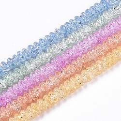 Crackle Glass Beads, Dyed & Heated, Rondelle, Mixed Color, 6x3.5mm, Hole: 1.2mm, about 147pcs/strand, 15.23 inch(38.7cm)(GLAA-S192-B-004)
