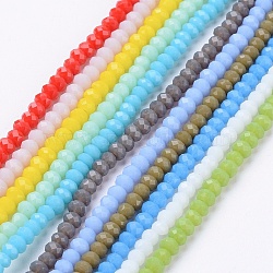 Imitation Jade Glass Beads Strands, Faceted, Rondelle, Mixed Color, 3x2mm, Hole: 0.5mm, about 160~165pcs/strand, 15.35 inch~15.75 inch(39~40cm)(GLAA-R135-2mm-M1)