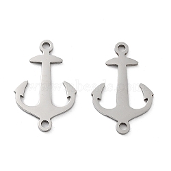201 Stainless Steel Connector Charms, Anchor Links, Stainless Steel Color, 19.5x12.5x1mm, Hole: 1.5mm(STAS-A090-24P)