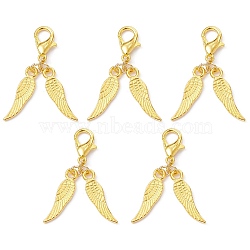 Alloy Wings Pendant Decoration, with Alloy Lobster Claw Clasps, Golden, 35mm, 10pcs/set(HJEW-JM01309-01)