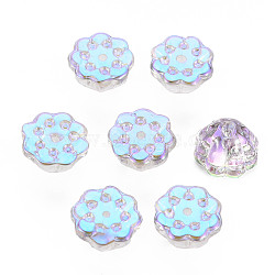 Electroplate Transparent Glass Beads, Half Plated, Lotus Seedpod, Plum, 11x7mm, Hole: 1.2mm(GLAA-T022-20-B01)