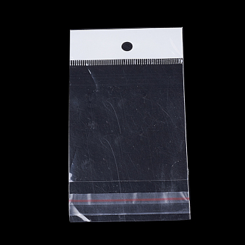 Pearl Film OPP Cellophane Bags, Self-Adhesive Sealing, with Hang Hole, Rectangle, Clear, 14x6cm, Unilateral Thickness: 0.045mm, Inner Measure: 9x6cm