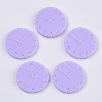 Opaque Resin Cabochons, Clock, Lilac, 25.5x4.5mm