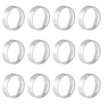 12Pcs 201 Stainless Steel Plain Band Ring for Men Women, Matte Platinum Color, US Size 13 1/4(22.4mm)