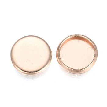 304 Stainless Steel Plain Edge Bezel Cups, Cabochon Settings, Flat Round, Rose Gold, Tray: 8mm, 9.5x2mm