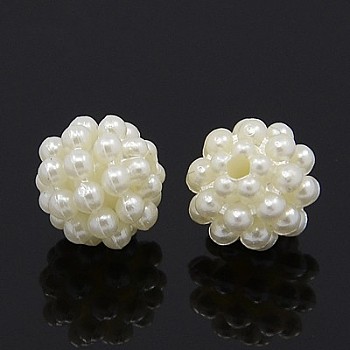 Imitation Pearl Acrylic Beads, Round, White, 20mm, Hole: 1mm, about 130pcs/pound