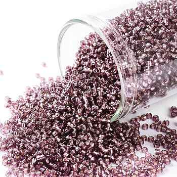 TOHO Round Seed Beads, Japanese Seed Beads, (26B) Silver Lined Medium Amethyst, 15/0, 1.5mm, Hole: 0.7mm, about 135000pcs/pound