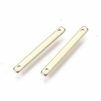 Brass Links Connectors, Rectangle, Nickel Free, Real 18K Gold Plated, 20x2x1mm, Hole: 1mm