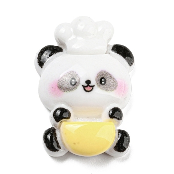 Cute Animal Opaque Resin Cabochons, Cartoon Panda Cabochons, Yellow, 27x19x8mm