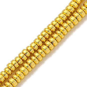 Electroplated Synthetic Non-Magnetic Hematite Beads Strands, Disc, Heishi Beads, Golden Plated, 2.5x1mm, Hole: 0.6mm, about 337pcs/strand, 16.06''(40.8cm)