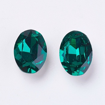 Imitation Austrian Crystal Glass Rhinestone, Grade A, Pointed Back & Back Plated, Oval, Emerald, 6x4x3mm