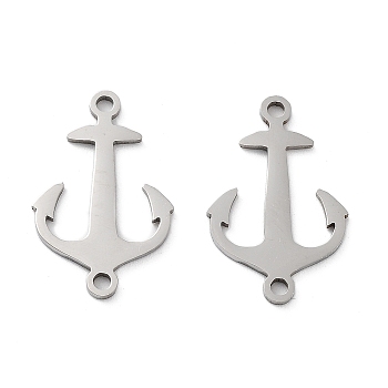 201 Stainless Steel Connector Charms, Anchor Links, Stainless Steel Color, 19.5x12.5x1mm, Hole: 1.5mm