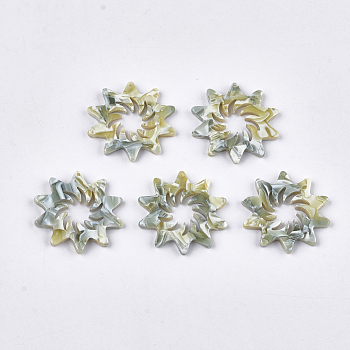 Cellulose Acetate(Resin) Pendants, Flower, Yellow Green, 26.5x26.5x3mm, Hole: 0.9mm
