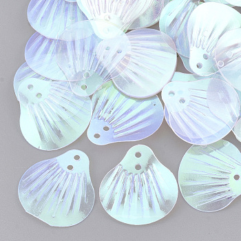 Ornament Accessories, Plastic Paillette/Sequins Beads, AB Color Plated, Shell, Clear, 19x17.5x1mm, Hole: 1.5mm, about 4500pcs/500g