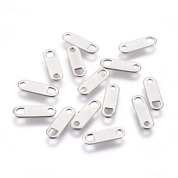 304 Stainless Steel Chain Tabs, Chain Extender Connectors, Oval, Stainless Steel Color, 11x3.5x0.4mm, Hole: 1.4mm and 2mm