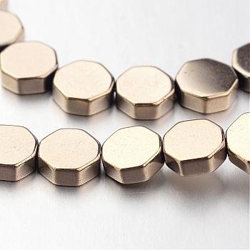 Electroplate Non-magnetic Synthetic Hematite Bead Strands, Octagon, Antique Bronze Plated, 6x6x2mm, Hole: 1mm, about 67pcs/strand, 15.7 inch