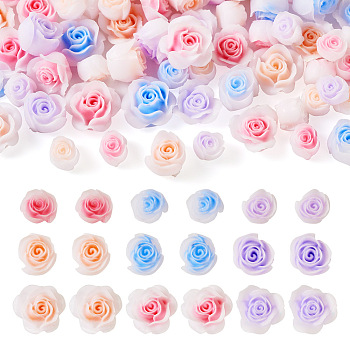 Opaque Resin Decoden Cabochons, Rose Flower, Mixed Color, 4~8x4~8x3.5~4mm