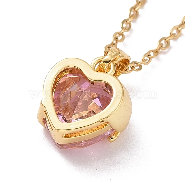Ожерелье с кулоном в виде сердца из кубического циркония с 304 цепочкой из нержавеющей стали для женщин(NJEW-H164-01C)-3