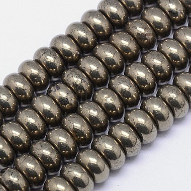 10mm Dark Khaki Rondelle Pyrite Beads