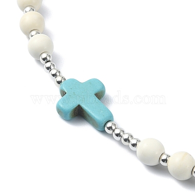 Synthetic Turquoise Rosary Bead Necklaces(NJEW-TA00122-02)-5