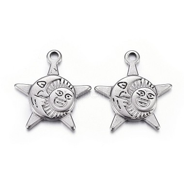 Antique Silver Star 304 Stainless Steel Pendants