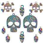 10Pcs 5 Style Plated Alloy Big Pendants, Cadmium Free & Lead Free, Skull Shape, Rainbow Color, 2pcs/style(FIND-PH0001-63)