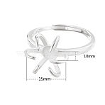 Adjustable 925 Silver Ring Adjustable Ring Findings, Twist Prong Ring Settings, Silver, Pattern: 15x10mm, Inner Diameter: 19mm(PW-WG95003-16)