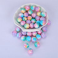 Printed Round Silicone Focal Beads, Colorful, 15x15mm, Hole: 2mm(SI-JX0056A-31)