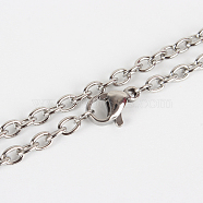 304 Stainless Steel Cable Chain Necklace Making, with Lobster Claw Clasps, Stainless Steel Color, 23.6 inch(59.9cm)(STAS-P045-06P)
