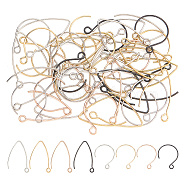 US 56Pcs 8 Style 304 Stainless Steel Earring Hooks, Circle & Marquise Ear Wire, Mixed Color, 23~34x15~19x0.8mm, Hole: 2mm, Pin: 0.8mm(STAS-MA0001-09)