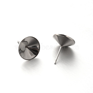 304 Stainless Steel Stud Earring Settings for Pointed Back Xilion Rivoli Rhinestone, Stainless Steel Color, 12.5mm, Pin: 0.6mm, Fit for 12mm Rhinestone(X-STAS-E088-16)