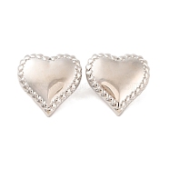 Brass Stud Earrings for Women, Lead Free & Cadmium Free, Heart, Platinum, 30.5x30.5mm(EJEW-U015-07P-02)